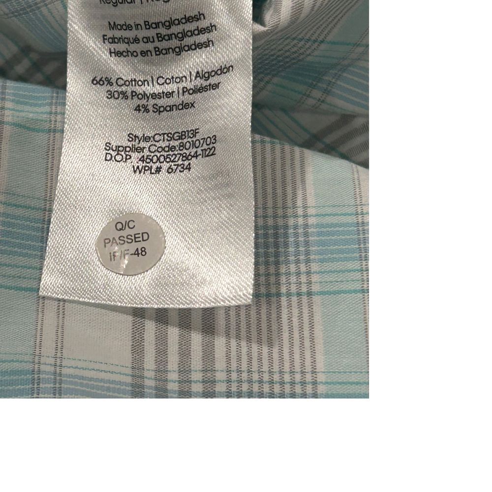 Calvin Klein Boys Blue and Grey Plaid Button Down Stretch Shirt Size 20 - Picture 6 of 6